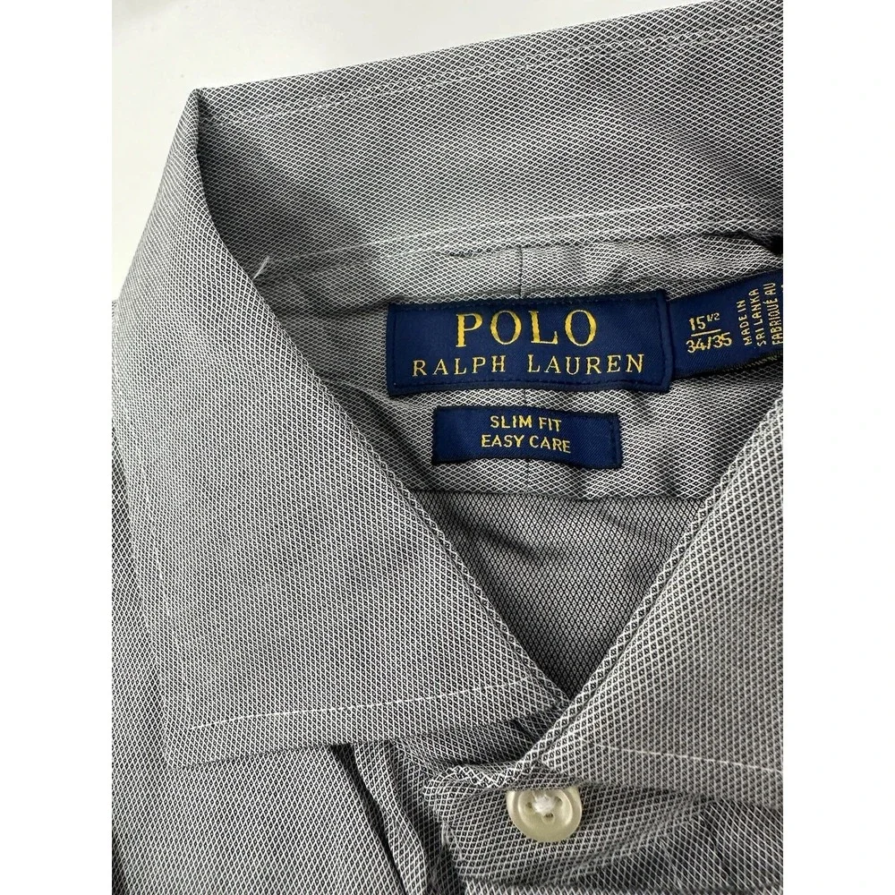 NWT Polo Ralph Lauren Gray Men's Slim Fit Easy Care Sz 16.5 32/33 Shirt X1